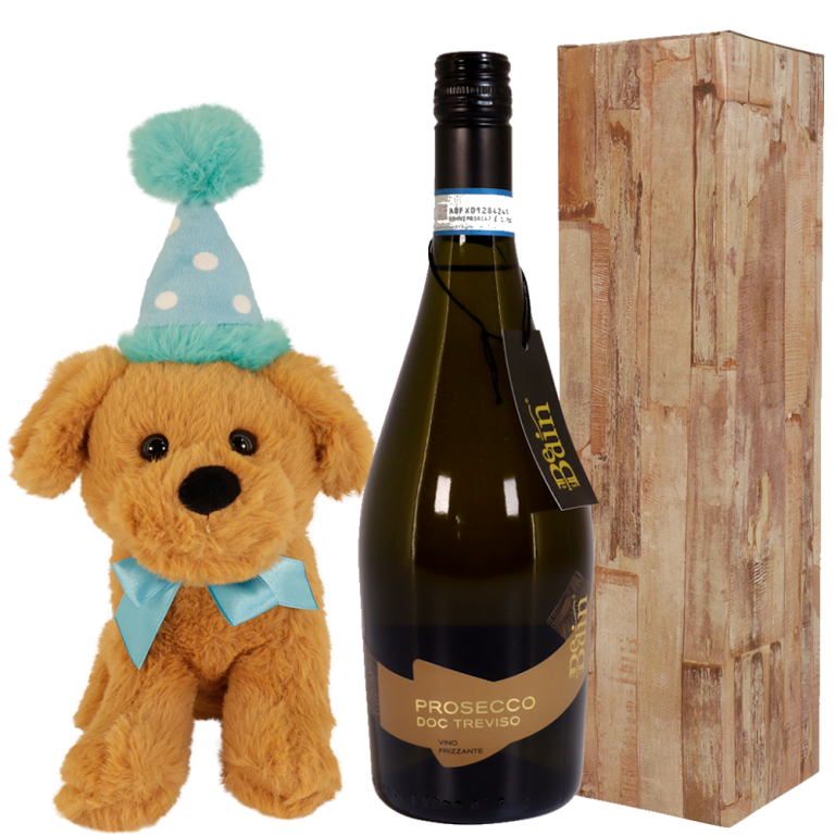 Feestmuts knuffel + Prosecco | Flickmyhouse marketplace