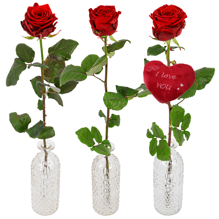 1 of 2 of 3 rode Valentijn rozen in een rozenvaas | Flickmyhouse marketplace