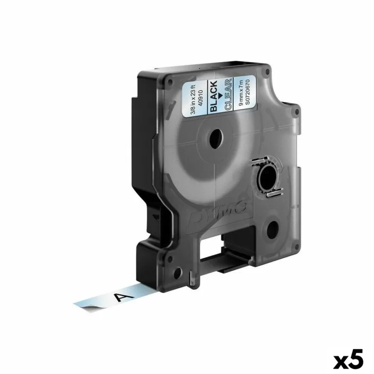 Gelamineerde Tape voor Labelmakers Dymo D1 40910 9 mm LabelManager™ Transparant Zwart (5 Stuks)