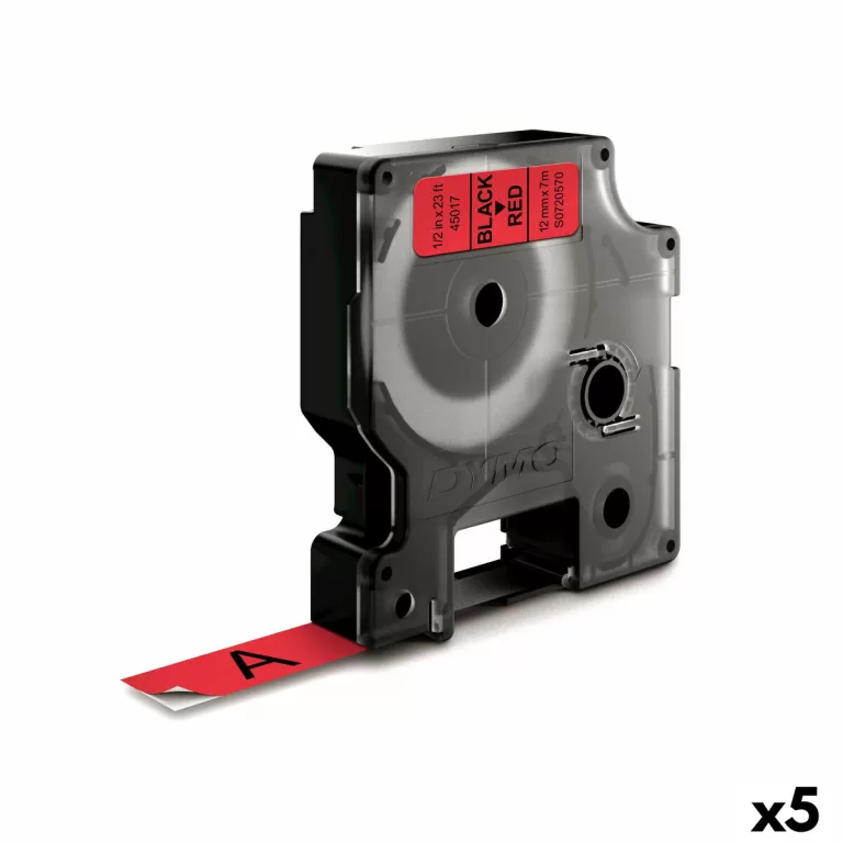 Gelamineerde Tape voor Labelmakers Dymo D1 45017 12 mm LabelManager™ Rood Zwart (5 Stuks)