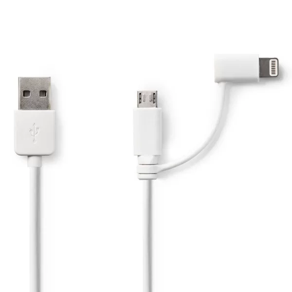 Nedis CCGP39400WT10 2-in-1 Sync And Charge-kabel Usb-a Male - Micro-b Male / Apple Lightning 8-pins Male 1