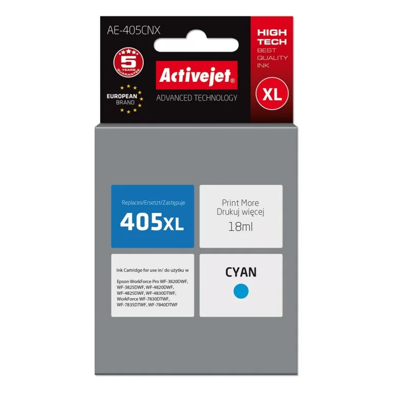 Originele inkt cartridge Activejet AE-405CNX Wit Cyaan