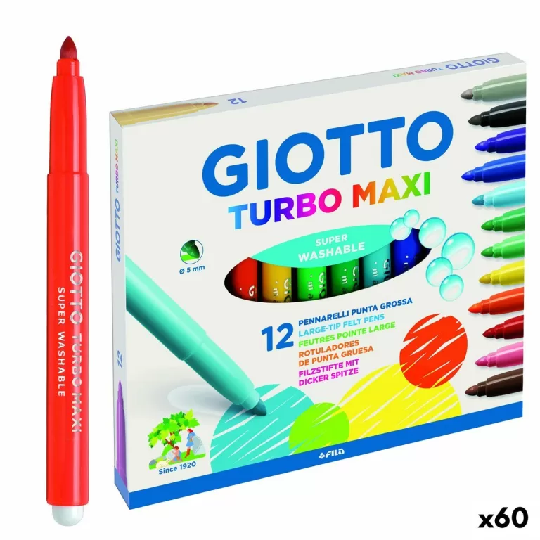 Set Viltstiften Giotto Turbo Maxi Multicolour (60 Stuks)