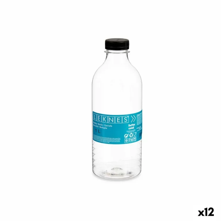 Fles Zwart Transparant Plastic 1 L 8