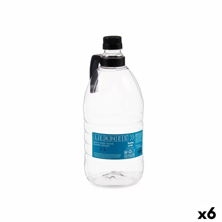 Fles Met handvat Zwart Transparant Plastic 2 L 11