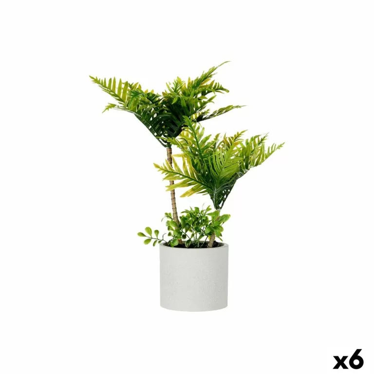 Decoratieve plant Palmboom Plastic Cement 12 x 45 x 12 cm (6 Stuks)