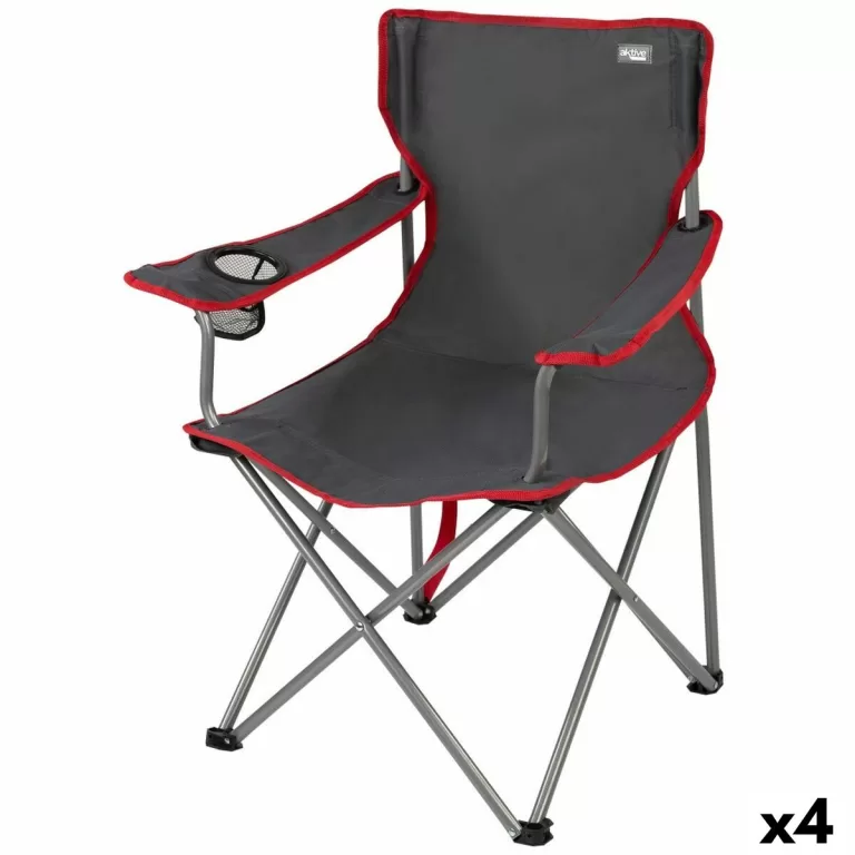 Inklapbare campingstoel Aktive Donker grijs 45 x 82 x 47 cm (4 Stuks)