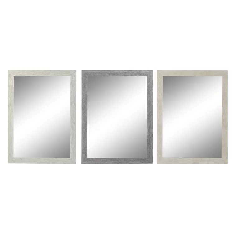 Wandspiegel DKD Home Decor 70 x 2 x 96 cm Kristal Grijs Beige Wit polyestyreen Stads (3 Onderdelen)
