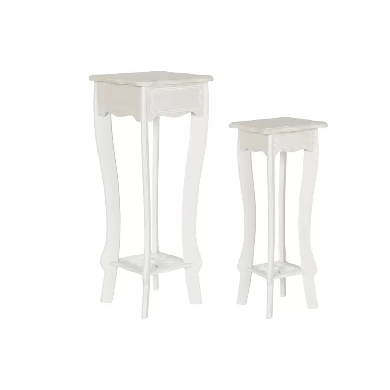 Set van 2 tafels DKD Home Decor Wit Lichtbruin Hout MDF 30 x 30 x 76