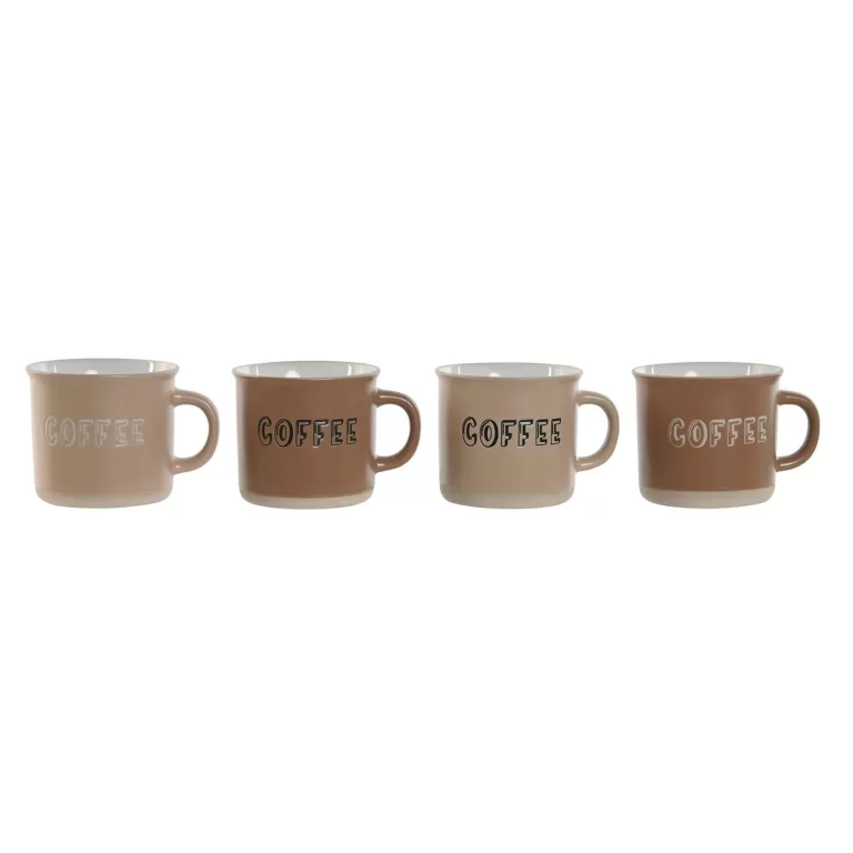 Set van koffiekopjes Home ESPRIT Bruin Keramiek 4 Onderdelen 180 ml