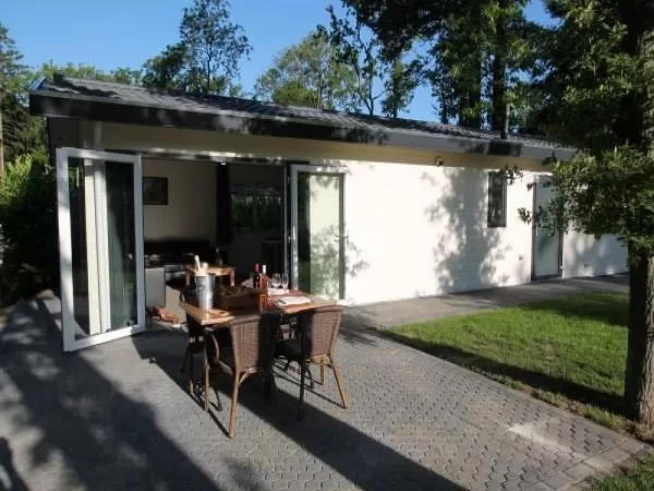 Luxe bungalow voor 4 personen gelegen op een vakantiepark in het bos nabij Steenwijk.