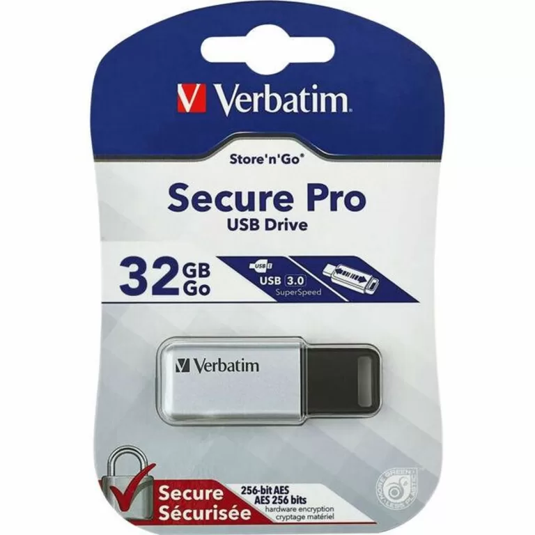USB stick Verbatim Secure Pro Zilverkleurig Zilver