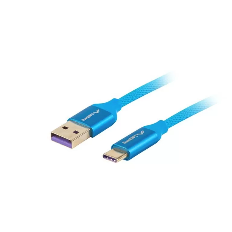 Kabel USB A naar USB C Lanberg CA-USBO-21CU-0005-BL Blauw 50 cm 0