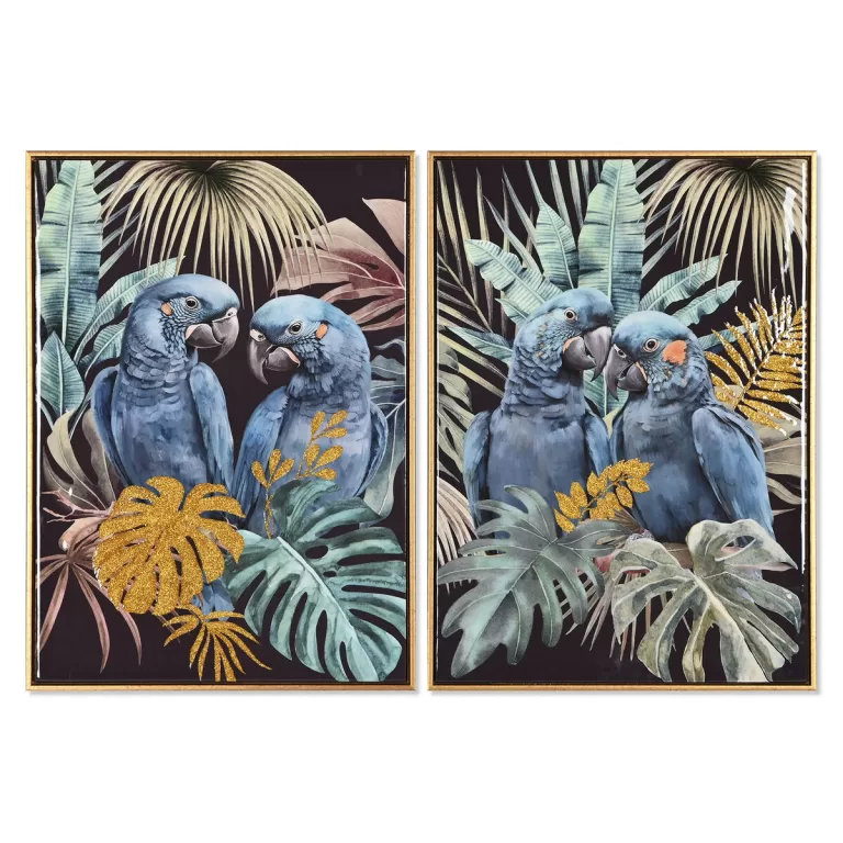 Schilderij Home ESPRIT Papegaai Tropisch Coating 50 x 3