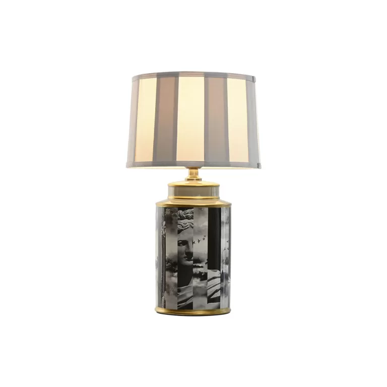 Bureaulamp Home ESPRIT Wit Zwart Grijs Gouden Porselein 29 x 29 x 51 cm