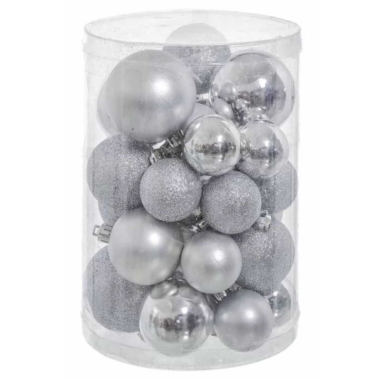 Kerstballen Zilverkleurig Plastic Purpurine 12