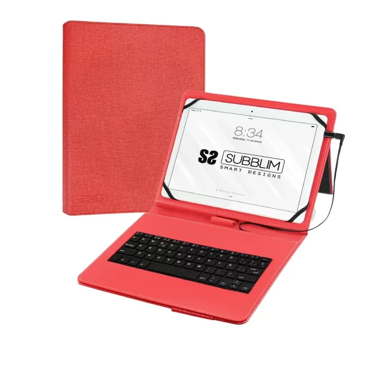 Tablet en toetsenbord Case Subblim SUB-KT1-USB002 10.1" Rood Qwerty Spaans Spaans