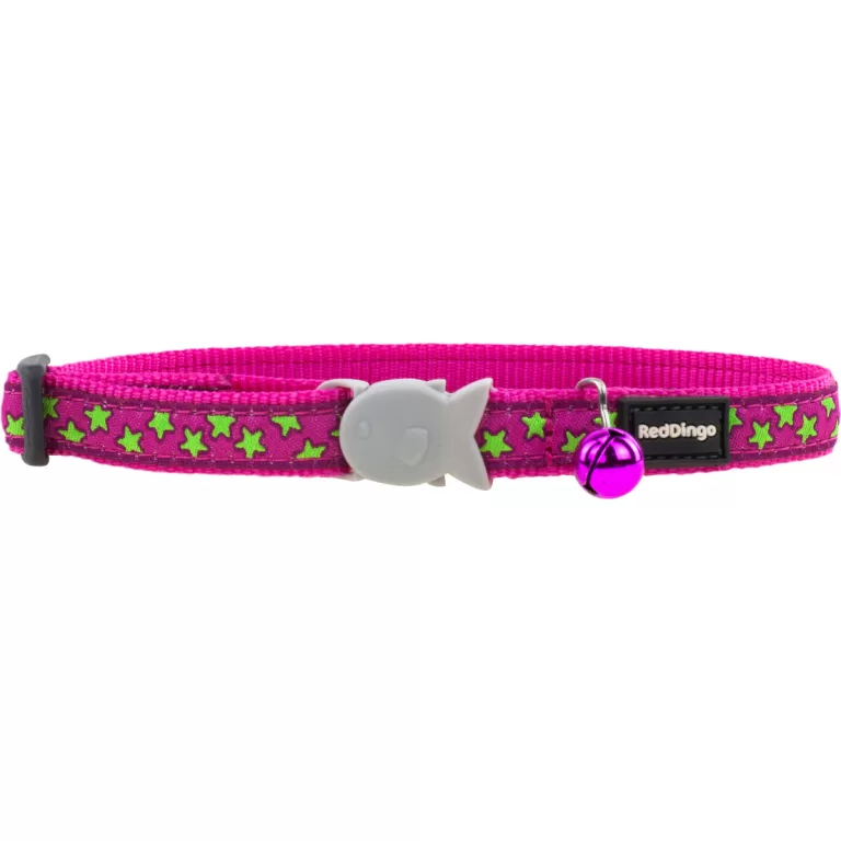Hondenhalsband Red Dingo STYLE STARS LIME ON HOT PINK 15 mm x 24-36 cm