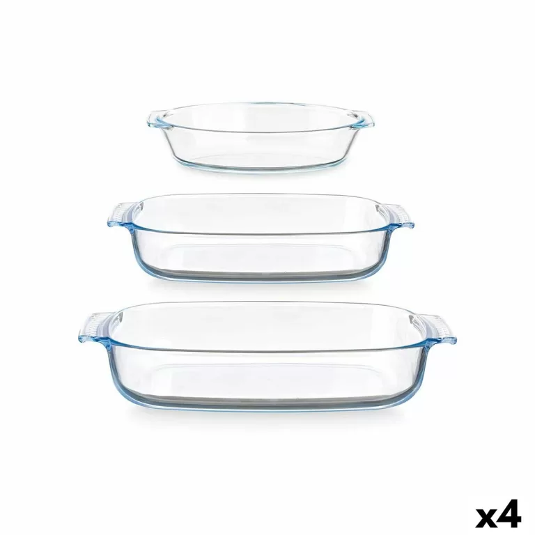 Set van trays Transparant Borosilicaatglas 700 ml 2 L 3