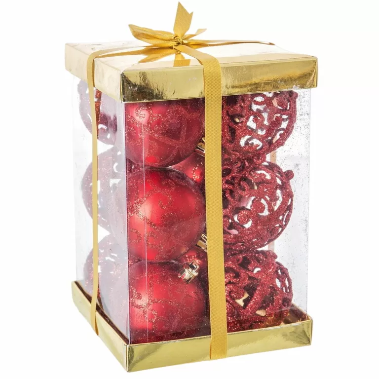 Kerstballen Rood Plastic 6 x 6 x 6 cm (12 Stuks)