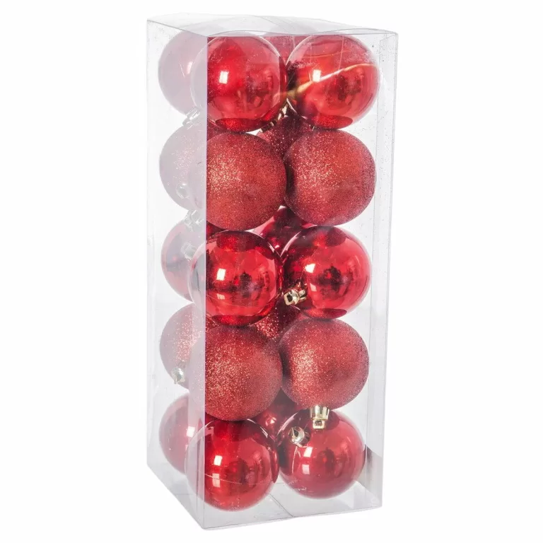 Kerstballen Rood Plastic 6 x 6 x 6 cm (20 Stuks)