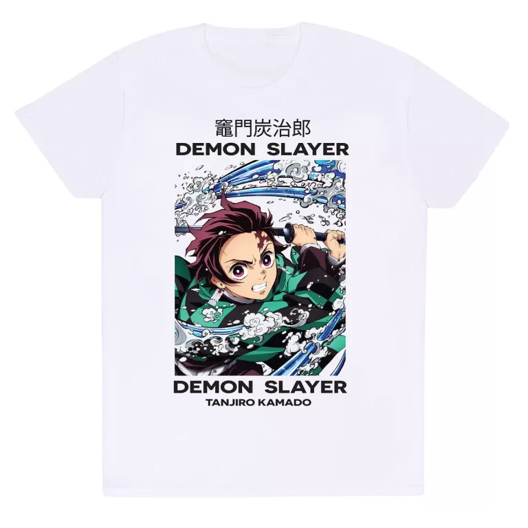 T-Shirt met Korte Mouwen Demon Slayer Whirlpool Wit Uniseks