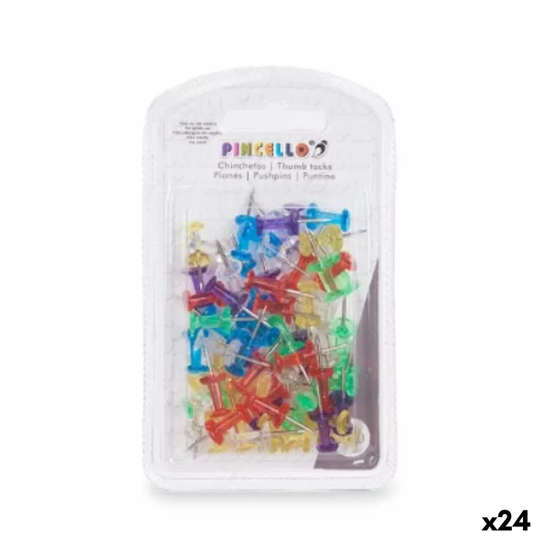 Punaises Multicolour Metaal Plastic (24 Stuks)