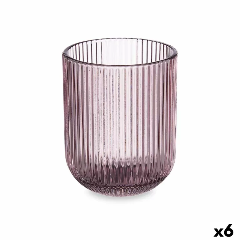 Glas Strepen Roze Kristal 270 ml (6 Stuks)