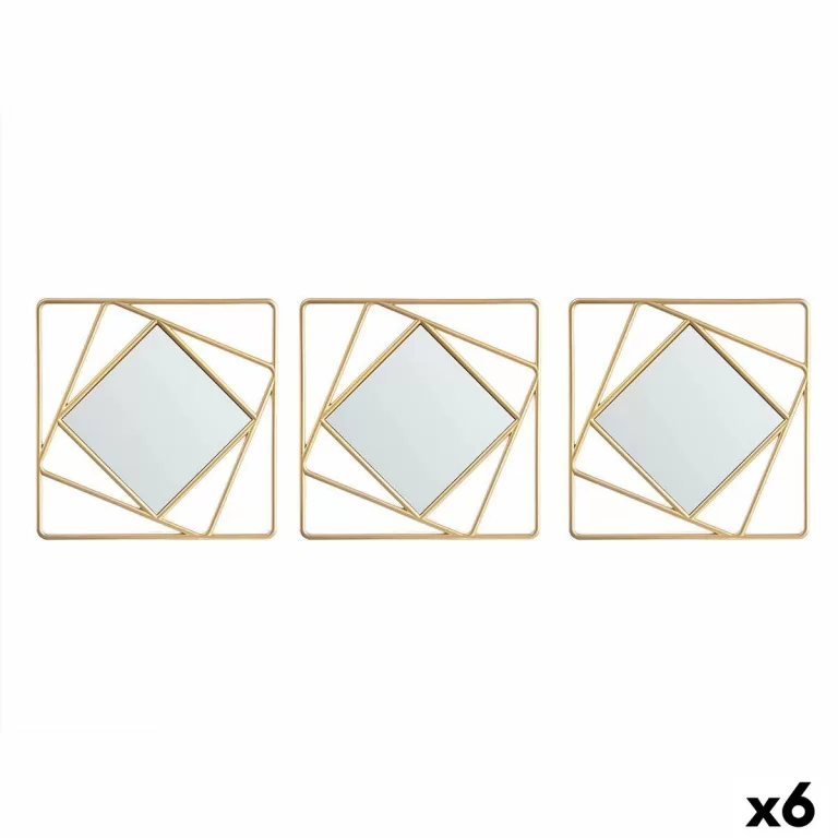 Set spiegels Vierkant Abstract Gouden Polypropyleen 78 x 26 x 2