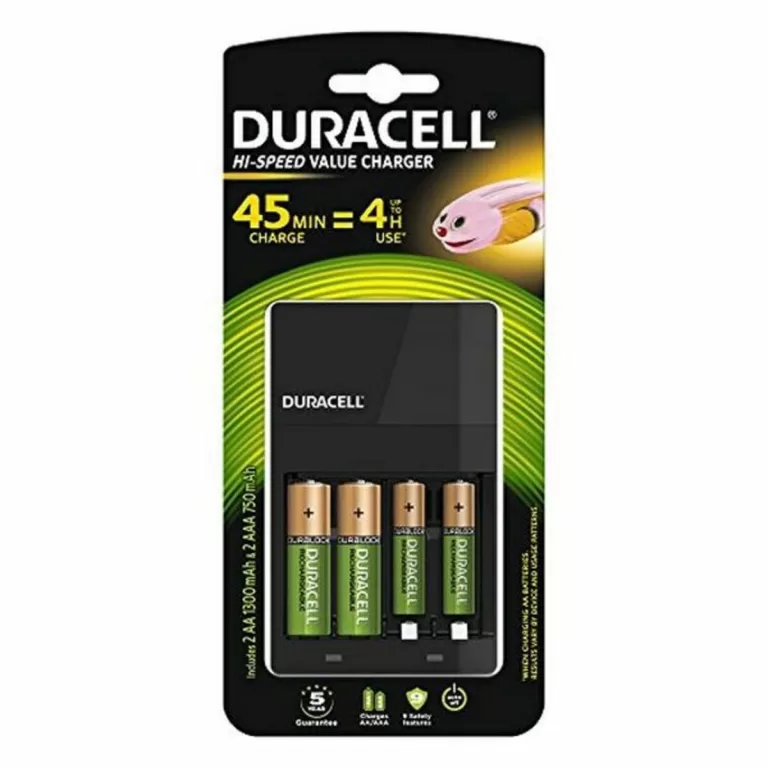 Oplader + Oplaadbare Batterijen DURACELL CEF14 2 x AA + 2 x AAA HR06/HR03 1300 mAh