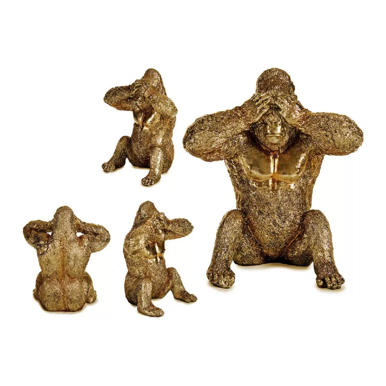 Decoratieve figuren Gorilla 9 x 18 x 17 cm Gouden