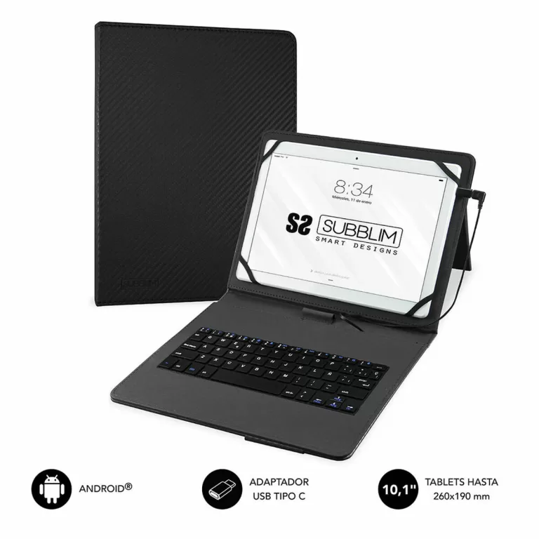 Tablet en toetsenbord Case Subblim SUBKT1USB001 Zwart Qwerty Spaans