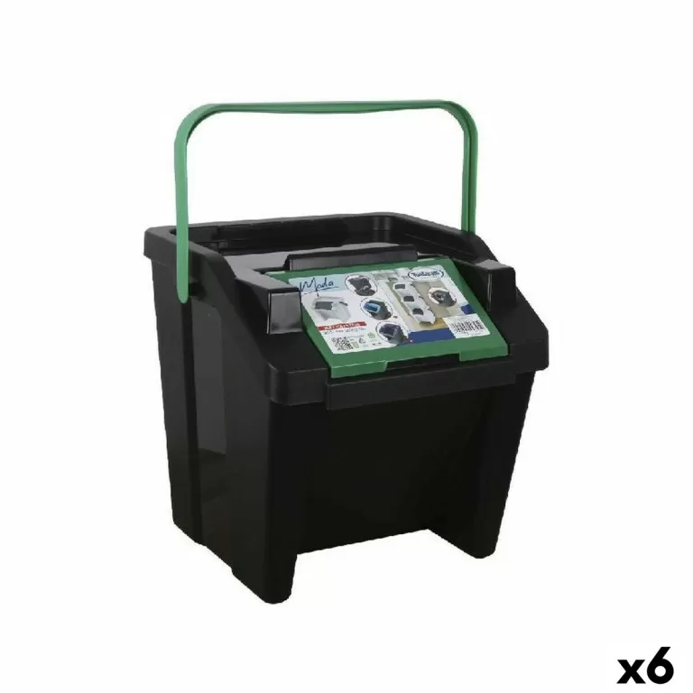 Recycling prullenbak Tontarelli Moda Stapelbaar 28 L Groen (6 Stuks)