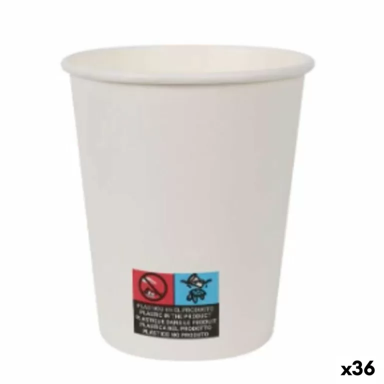 Glazenset Algon Karton Wegwerp Wit 200 ml 36 Stuks (25 Onderdelen)