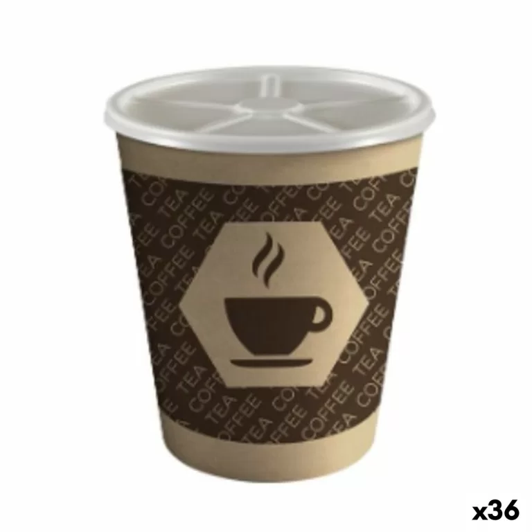 Glas met deksel Algon Karton Wegwerp Koffie 36 Stuks (10 Onderdelen)