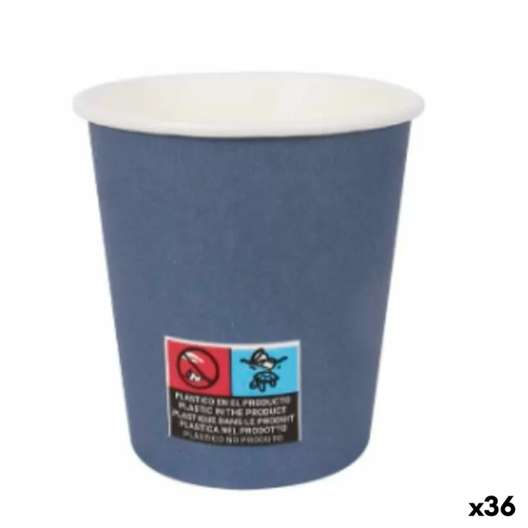 Glazenset Algon Karton Wegwerp 200 ml Blauw 36 Stuks (24 Onderdelen)