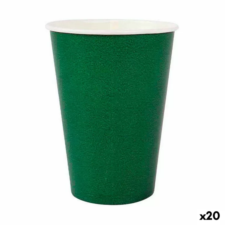 Glazenset Algon Wegwerp Karton Groen 20 Onderdelen 220 ml (20 Stuks)