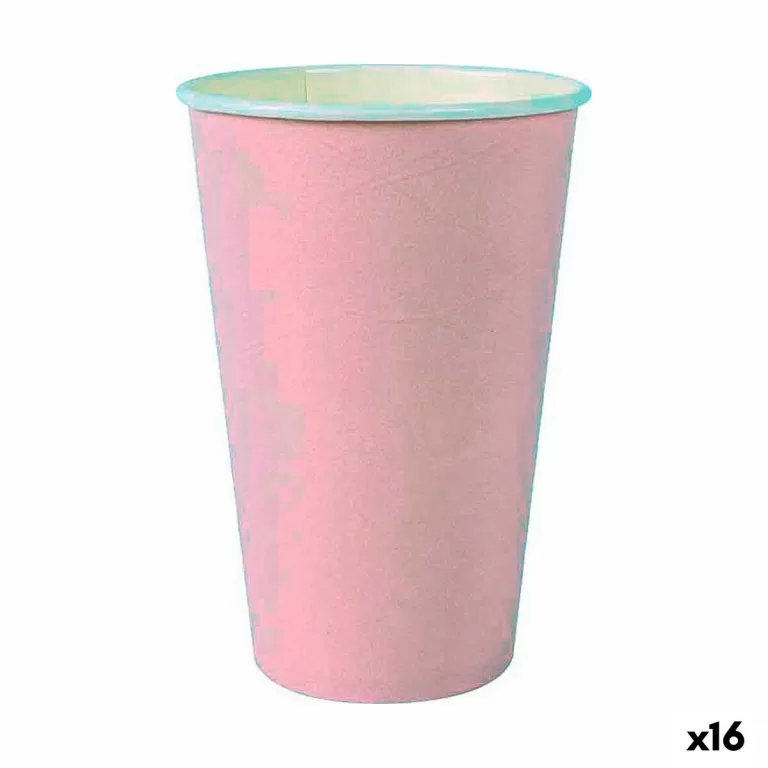Glazenset Algon Wegwerp Karton Roze 7 Onderdelen 450 ml (16 Stuks)