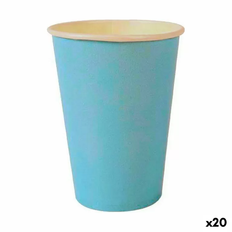 Glazenset Algon Wegwerp Karton Blauw 20 Onderdelen 220 ml (20 Stuks)