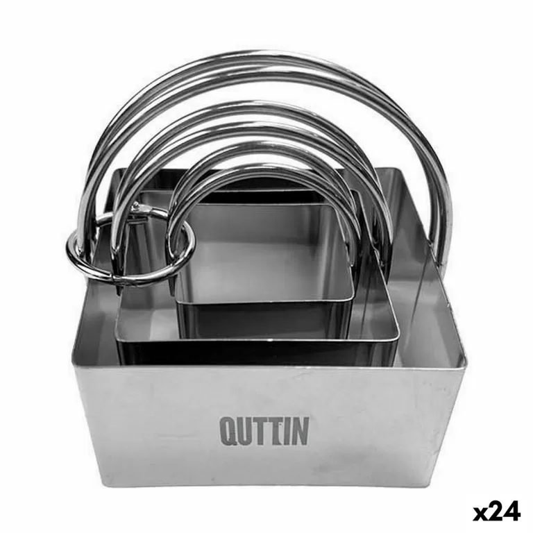 Set met cakevormen Quttin Roestvrij staal Zilverkleurig Vierkant 3 Onderdelen (24 Stuks)
