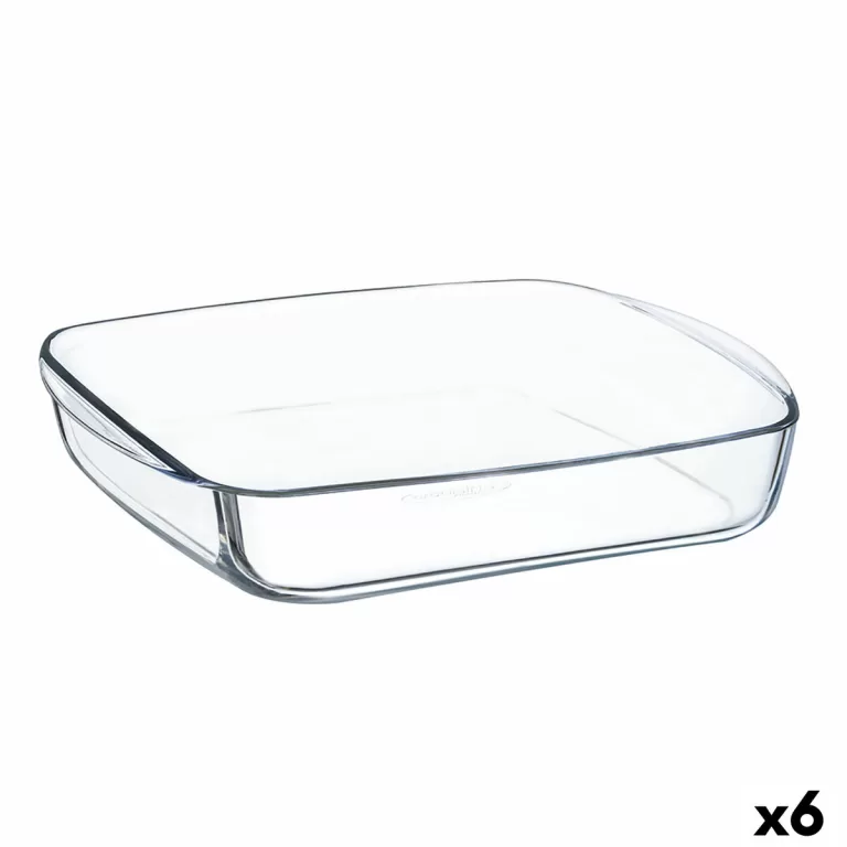 Serveerschaal Ô Cuisine Vierkant 25 x 22 x 5 cm Transparant Glas (6 Stuks)
