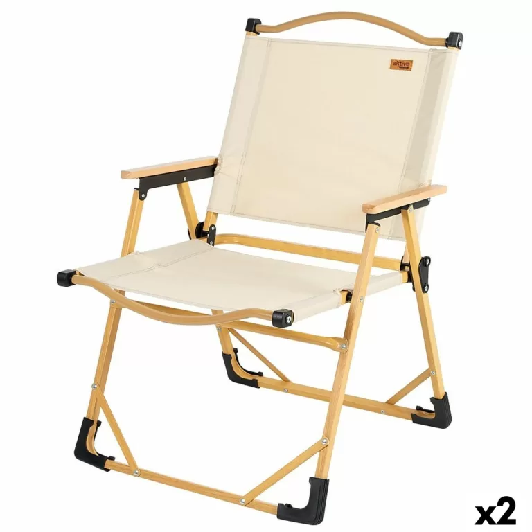 Inklapbare campingstoel Aktive Sabana Grond 47 x 77 x 51 cm (2 Stuks)