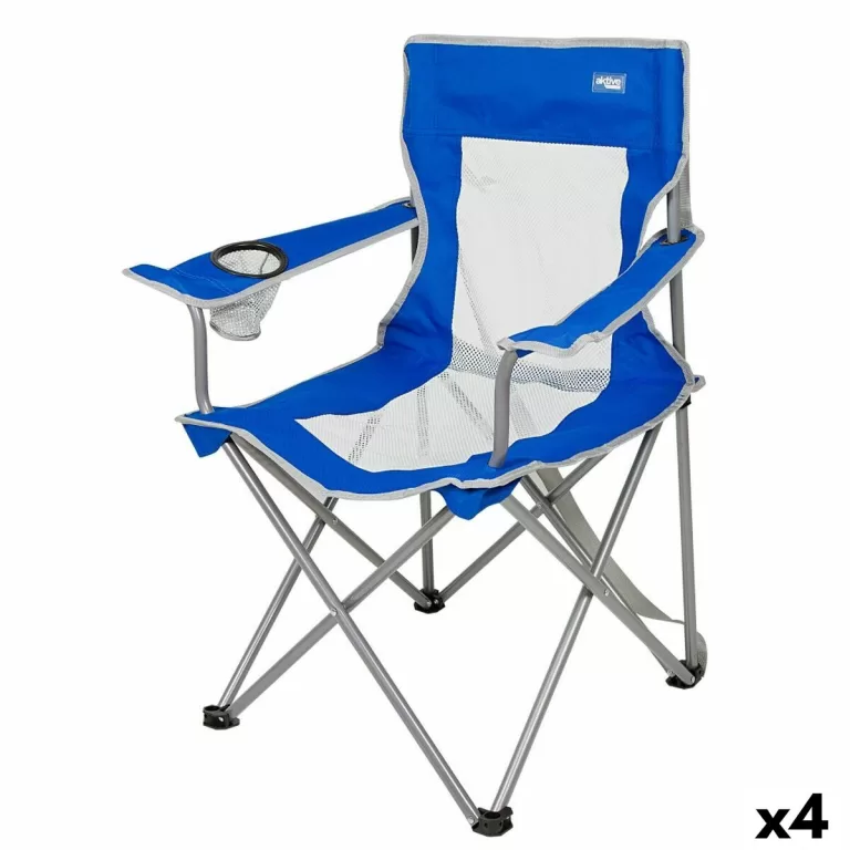 Inklapbare campingstoel Aktive Blauw Grijs 46 x 82 x 46 cm (4 Stuks)