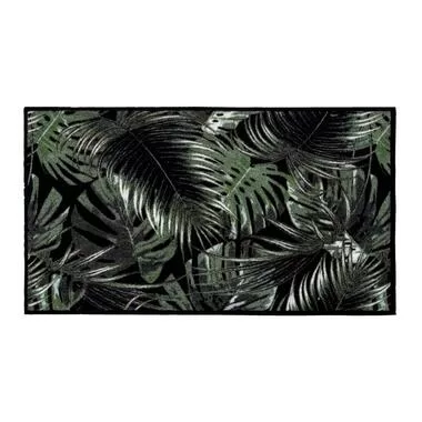 Mat Universal Palm Leaves - zwart - 67x120 cm - Leen Bakker