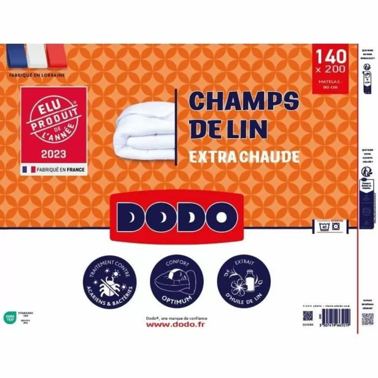 Dekbed DODO Champs de Lin 140 x 200 cm Wit 450 g/m²