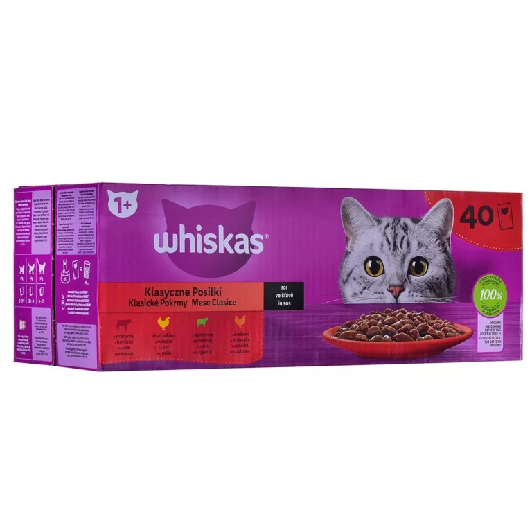 Kattenvoer Whiskas Classic Meals Kip Kalfsvlees Lam Vogels 40 x 85 g
