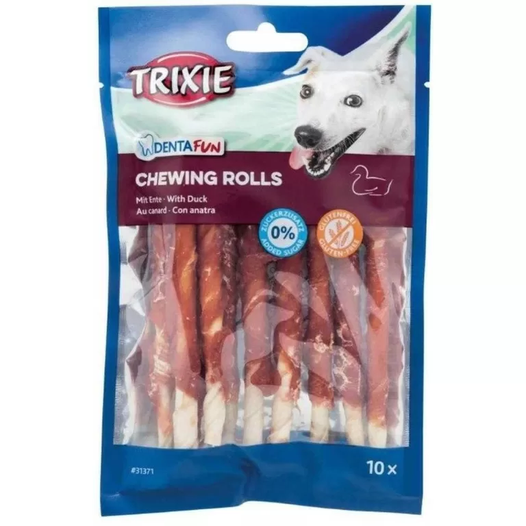 Snack voor honden Trixie Denta Fun Duck Chewing Rolls Eend 80 g