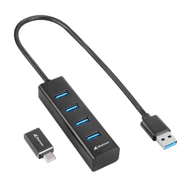 Hub USB 4 Poorten Sharkoon Zwart
