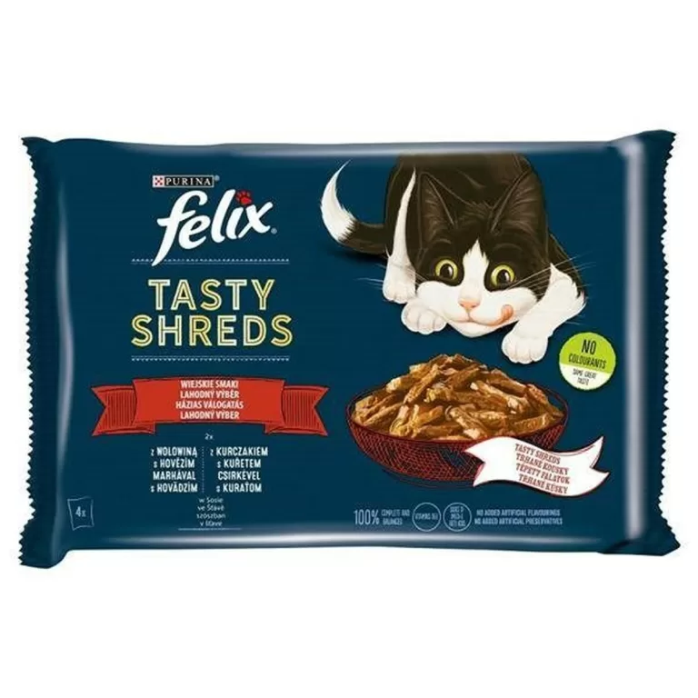Kattenvoer Purina Tasty Shreds Kip Kalfsvlees 4 x 80 g