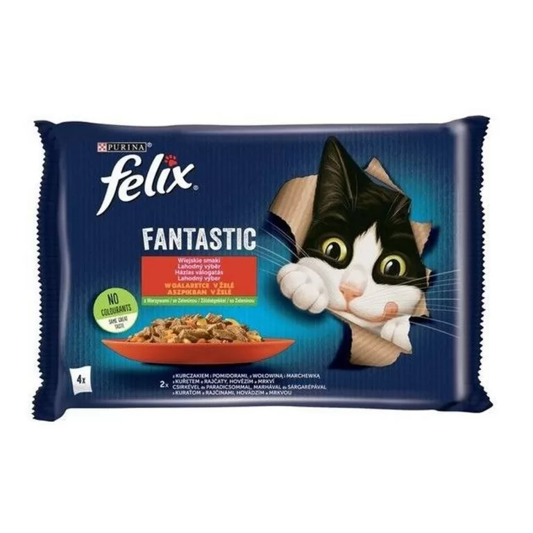 Kattenvoer Purina Felix Fantastic Kip Kalfsvlees Wortel Tomaat 340 g